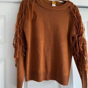 Fringed Sleeve Sweater (Rust colored) - Size: M - NWOT